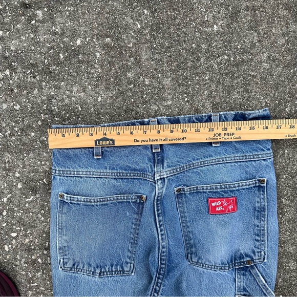 Vintage Wild Ass Men Carpenter Jeans Straight Blue Leg Pockets Log Workmen Retro - Picture 13 of 14
